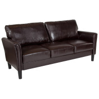 Flash Furniture SL-SF920-3-BRN-GG Bari Upholstered Sofa in Brown Leather